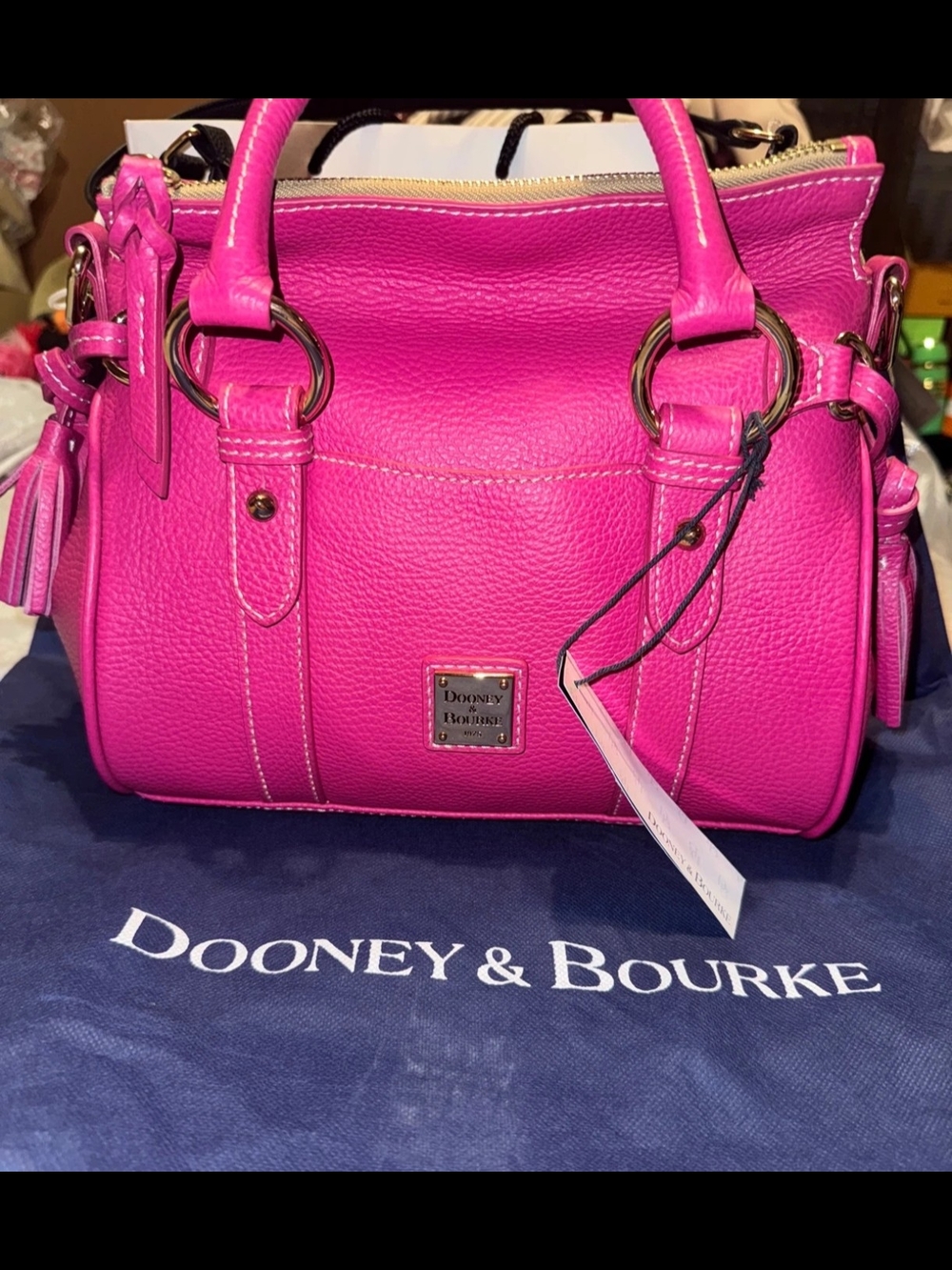 New With Tags Dooney & Bourke Lucca Bright Pink Pebble Leather Satchel